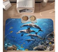 PLAGDECNA Waterproof Pet Feeding Mat, Non-Slip Dog Cat Bowl Mat, Killer Whale Print Pet placemat, Absorbent Leather Diner Placemat for Food & Water, Easy-Clean, Indoor/Outdoor Use, 30x45cm