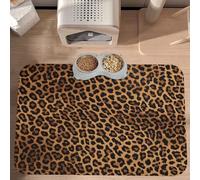 PLAGDECNA Waterproof Pet Feeding Mat, Non-Slip Dog Cat Bowl Mat, Leopard print Pet placemat, Absorbent Leather Diner Placemat for Food & Water, Easy-Clean, Indoor/Outdoor Use, 30x45cm