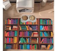 PLAGDECNA Waterproof Pet Feeding Mat, Non-Slip Dog Cat Bowl Mat, Library Bookshelf Pet placemat, Absorbent Leather Diner Placemat for Food & Water, Easy-Clean, Indoor/Outdoor Use, 30x45cm