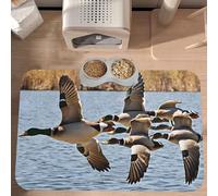 PLAGDECNA Waterproof Pet Feeding Mat, Non-Slip Dog Cat Bowl Mat, mallard ducks Pet placemat, Absorbent Leather Diner Placemat for Food & Water, Easy-Clean, Indoor/Outdoor Use, 30x45cm