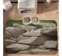PLAGDECNA Waterproof Pet Feeding Mat, Non-Slip Dog Cat Bowl Mat, Mountain Leopard Cats Pet placemat, Absorbent Leather Diner Placemat for Food & Water, Easy-Clean, Indoor/Outdoor Use, 30x45cm