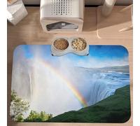 PLAGDECNA Waterproof Pet Feeding Mat, Non-Slip Dog Cat Bowl Mat, Niagara Falls Pet placemat, Absorbent Leather Diner Placemat for Food & Water, Easy-Clean, Indoor/Outdoor Use, 30x45cm