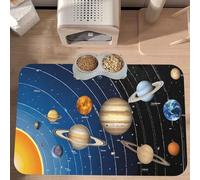 PLAGDECNA Waterproof Pet Feeding Mat, Non-Slip Dog Cat Bowl Mat, Outer Space Solar System Pet placemat, Absorbent Leather Diner Placemat for Food & Water, Easy-Clean, Indoor/Outdoor Use, 30x45cm