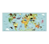 Plage 140701 Large Wall Tattoo/Sticker adhesive Size 2XL - Mapa Mundi Animales 50x120 cm - Vinyl Wall Art, Colorful, 50 x 0.1 x 120 cm