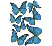 PLAGE 3D Charming Butterfly Stickers Decoration Transparent 7 Butterflies between 8 14 x 11 cm x 6.5 cm, Plastic, blue, 14 x 0.1 x 11 cm 7 Units