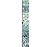 PLAGE 6 Wall tiles stickers Old portuguese Tile Green and Orange, Vinyl, Colorful, each 15 x 15 cm