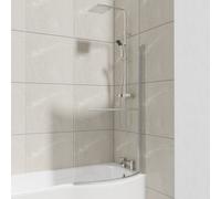 Plage Single Section Curved P Shaped Bath Shower Screen with Towel Rail | Polished Chrome | Glass/Aluminium | 720mm