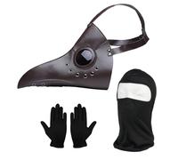 Plague Doctor Bird Mask, Long Nose Beak Steampunk Props and Black Gloves, Retro Leather Plague Doctor Bird Mask, Full Face Mask for Halloween Party Costume Accessories