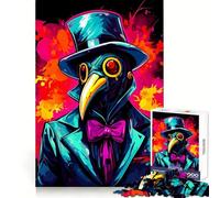 Plague Doctor in Suit with Top Hat 1000 Piece Jigsaw Puzzles for Teenagers Jigsaw Wise Think Toy Relax Time Clear Cut Festival Gift (38x52cm)