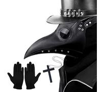 Plague Doctor Mask Plague Doctor Costume Adult Halloween Mask for Gothic Costumes Props, Halloween Costume for Men, Steampunk Bird Masks for Adult with Black Gloves Cane Masquerade Party Costumes