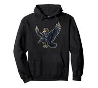 Plague Doctor Riding a Flying Raven Vintage Creepy Gothic Pullover Hoodie