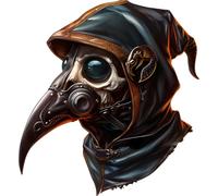 Plague Doctor Skull Vinyl Decal, Gothic Skull Stickers for Tile, Cup, Phone | Cover Marks, Opaque Finish, No White Edges, Weatherproof, UK Manufactured, Qty:6, 7cm, Use on Jar, Laptop and Bottle