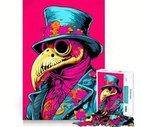 Plague Doctor with Flowers Illustration Jigsaw Puzzles 1000 Piece for Adults Smart Reason Toy Casual Fun Smooth Edge Wall Art Decor (38x52cm)