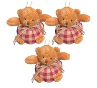 Plaid Bear Ornament On The Tree, 3 Pack 4 Inch Bears Hanging Animal Decoration, Mini Plush Plaid Bear Christmas Tree Ornament For Holiday Festival Decoration Activities Gathering Home Kids Boys