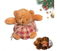 Plaid Bear Ornaments on The Tree - Mini Stuffed Plush Bears for Christmas Tree Decor, 4 Inch Beige and Burgundy Animal Hanging Decor with Keychain for Holiday Party (Pink 1pcs)