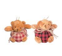 Plaid Bear Ornaments On The Tree, Mini Stuffed Plush Stuffed Bears Doll, Cute Hanging bear Ornaments For Christmas Tree, Wall, Bag, Home Party Decor, Kids Gift