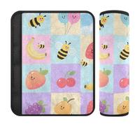 Plaid Bee Fruit 2 Pack carseat Strap Pads Protects Your Neck and Shoulders for Auto accesorios para carro
