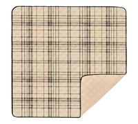 Plaid Beige Pattern Soft Thick Baby Playmat for Indoor Outdoor Portable Baby Kick Crawling Mat for Babies Infants Toddlers, 50'' x 50''