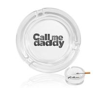 Plaid Call Me Daddy Texture Round Glass Ashtray Washable Simple Ash Trays