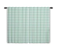 Plaid Checkered Bedroom Curtains with Orange Accents, Rustic Farmhouse Window Treatment, 2 Panels, Pencil Pleat Design, 107x160cm, Perfect for Living Room.