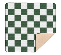 Plaid Checkered White Dark Green Large Sturdy Baby Play Mat for Floor Portable Travel Play Mat for Babies Infants Toddlers, 50'' x 50''
