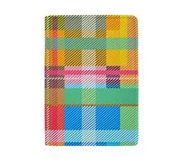 Plaid Checkers Stripes Rainbow Colorful Genuine Leather Travel Passport Covers, Microfiber Travel Cards Wallet Holder Case Protector for Women and Men