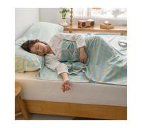 Plaid Cotton Sleeping Bag Liner Washed Cotton Travel Sheet for Hotel Compression Sleep Sack Adult Lightweight for Train Cruise Camping Business Trips(Blue A,120x210cm-47x82")