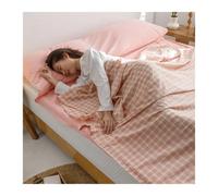 Plaid Cotton Sleeping Bag Liner Washed Cotton Travel Sheet for Hotel Compression Sleep Sack Adult Lightweight for Train Cruise Camping Business Trips(Pink,80x210cm-31x82")