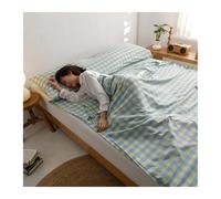 Plaid Cotton Sleeping Bag Liner Washed Cotton Travel Sheet for Hotel Compression Sleep Sack Adult Lightweight for Train Cruise Camping Business Trips(Green,80x210cm-31x82")
