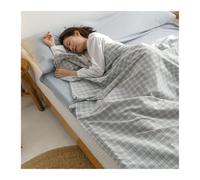 Plaid Cotton Sleeping Bag Liner Washed Cotton Travel Sheet for Hotel Compression Sleep Sack Adult Lightweight for Train Cruise Camping Business Trips(Blue,200x210cm-78x82")