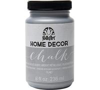 Plaid:Craft Folkart Home Decor Chalk Paint Metallic 8 Oz-Silver, Acrylic, 236.6 ml (Pack of 1)