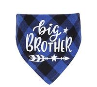 Plaid Dog Bandana Scarf,Big Sister Brother Dog Bandana Buffalo Plaid Triangle Dog Scarf Reversible Plaid Triangle for Small Medium Dogs Pets (blue)