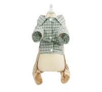 Plaid Dog Clothes Stylish Breathable Soft Puppy Jumpsuit Pet Shirt Overalls Pants Outfits for Daily Walking All Seasons Cotton Material (L)