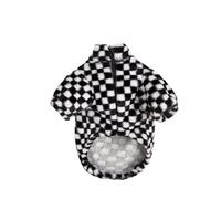 Plaid Dog Coat, Winter Warm Jacket For Small Medium Dogs, Plush French Bulldog Clothing In Black White Pattern(L)