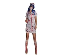 Plaid Dress Costume Halloween Blood Splattered Roleplay Cosplay Outfit Festival Outfit (Red, XL)