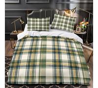 Plaid Fabric Comforter Cover 3D Print Super Soft 3-Piece Bed Set Hidden Zipper Vintage Tartan Design Quilt Cover Hotel Quality Breathable for Adults Women Kids Girls Boys Teens King（220x240cm）