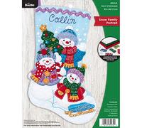 Plaid Felt Stocking KIT POR, Snow Family Portrait, One Size