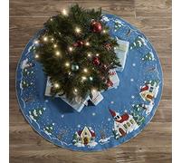 Plaid Felt Tree Skirt Xmas Villa, Cotton, Christmas Village, One Size