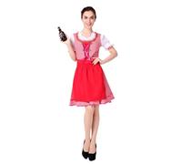 Plaid Gothic Dress with Half Zip and Lace Up Cosplay Costumes, Festival Outfits, Party Clothing, Costume in Style, Ideal for Beer Festivals and Celebrations, Cosplay Costume The Fire Brigade, red, XL