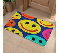 Plaid Happy Face Pattern Front Door Mat, Heavy Duty Bathroom Rugs Durable Welcome Mat for Outdoor Indoor, Super Absorbent Bath Rugs for Entryway Outside Patio Porch, 40x60cm