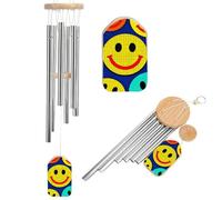 Plaid Happy Face Pattern Wind Chimes for Outside Memorial Wind Chime (20.5') Large Outdoor Deep Tone Windchime Unique Aluminum Windchimes for Garden Hanging Decor, Sympathy Gifts