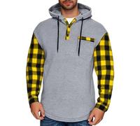 Plaid Hoodie Men Patchwork Hoodie Mens Half Zip Up Sweatshirt Check Printed Hooded Jackets Lightweight Fleece Coat Regular Fit Sweatshirts Slim Fit Sweater Long Sleeve Pullover Drawstring Coat