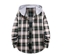 Plaid Hoodies for Men Plaid Shirts Cardigan Long Sleeves Blouse Drawstring Hooded Jackets Button Down Blazers Autumn Button Open Qualified Sub Shirt Outdoor Wind Proof Warm Clearance Army Green