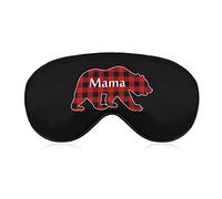 Plaid Mama Bear Sleep Eye Mask Cute Blindfold Eye Covers Eyeshade for Women Men Gifts