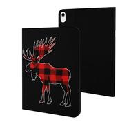 Plaid Moose Lumberjack Red Black Case Compatible for iPad 10代 (10.9in) Tablet Cases Stand Protective Cover with Sleep/Wake