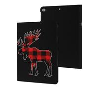 Plaid Moose Lumberjack Red Black Case Compatible for ipad 2017/2018/Air1/Air2 (9.7in) Tablet Cases Stand Protective Cover with Sleep/Wake