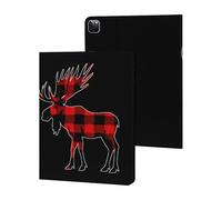 Plaid Moose Lumberjack Red Black Case Compatible for iPad Pro 2020/2021/2022 (12.9in) Tablet Cases Stand Protective Cover with Sleep/Wake