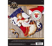 Plaid Multi-Colour Christmas Angel Felt Stocking Kit, 18" Diagonal, Adult, Unisex, Traditional, Non-Foldable