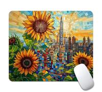Plaid Multicolour Sunflower City Mouse Mat Smooth Mouse Pads Stitched Edge Mousepad For Computer Office Pc 25X30Cm