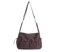 Plaid Nylon Hobo Bag Drawstring Crossbody Shoulder Bag Slouchy Crescent Messenger Purse with Adjustable Shoulder Straps